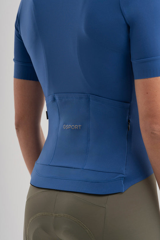 Maillot azul para mujer ciclismo