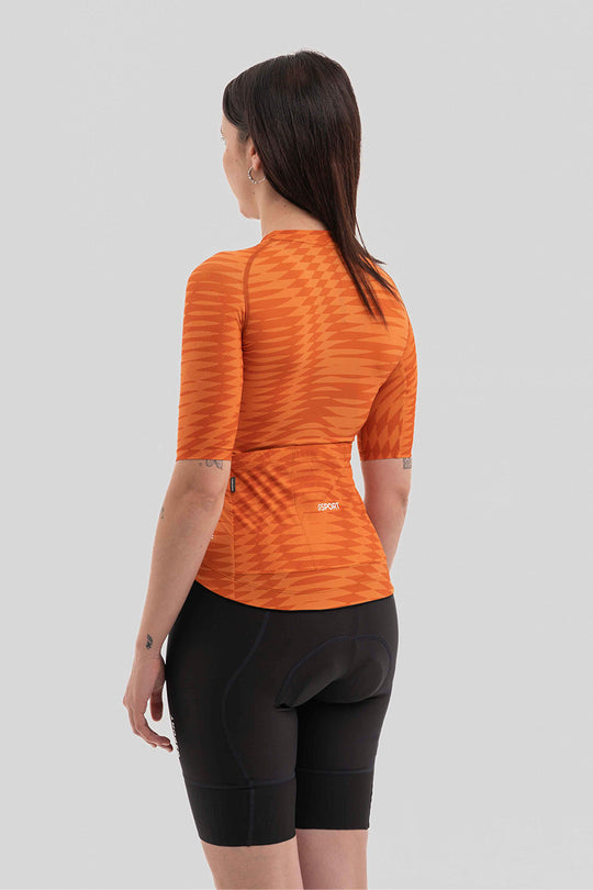 maillot de ciclismo para mujer color naranja
