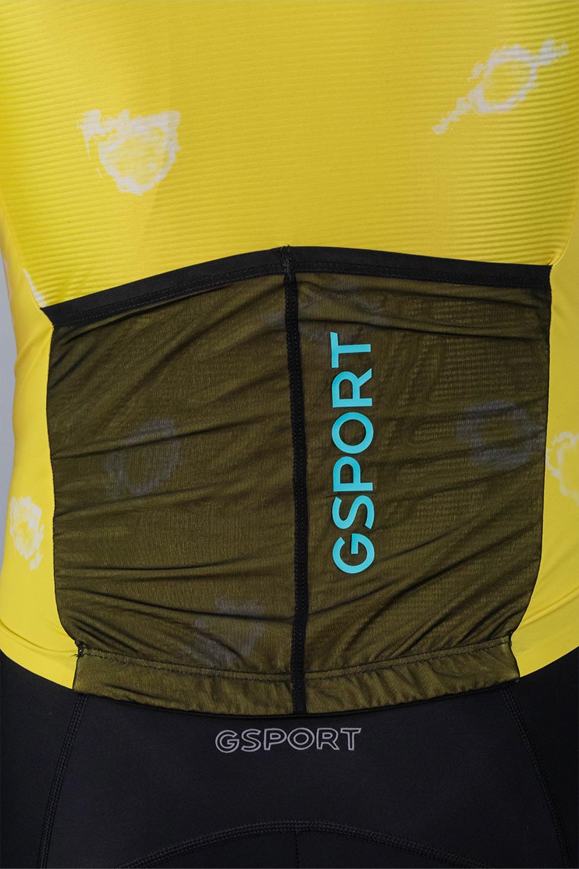 maillot aero palomitas de color amarillo con dos bolsillos