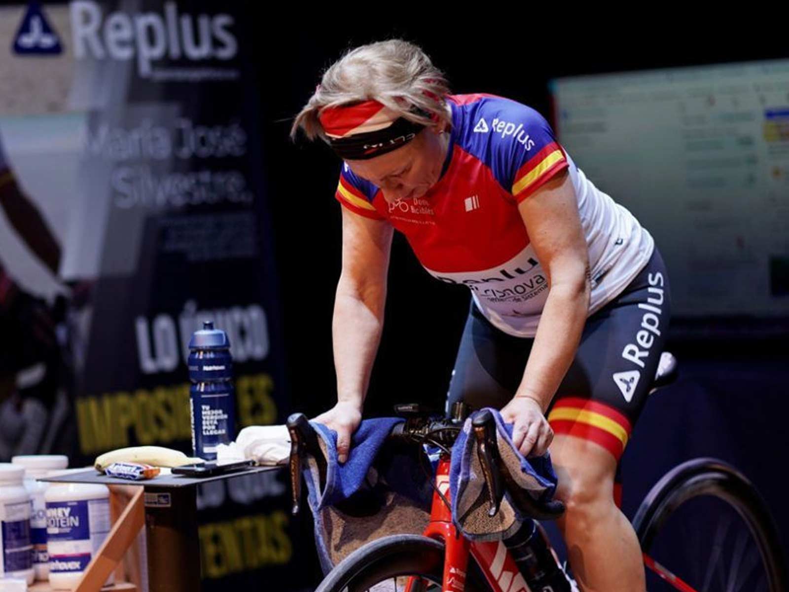 MARÍA JOSÉ SILVESTRE GOES FROM WINNING THE 24 HOURS OF LE MANS TO THE 24-HOUR WORLD CUP ON A CYCLING TRAINER.