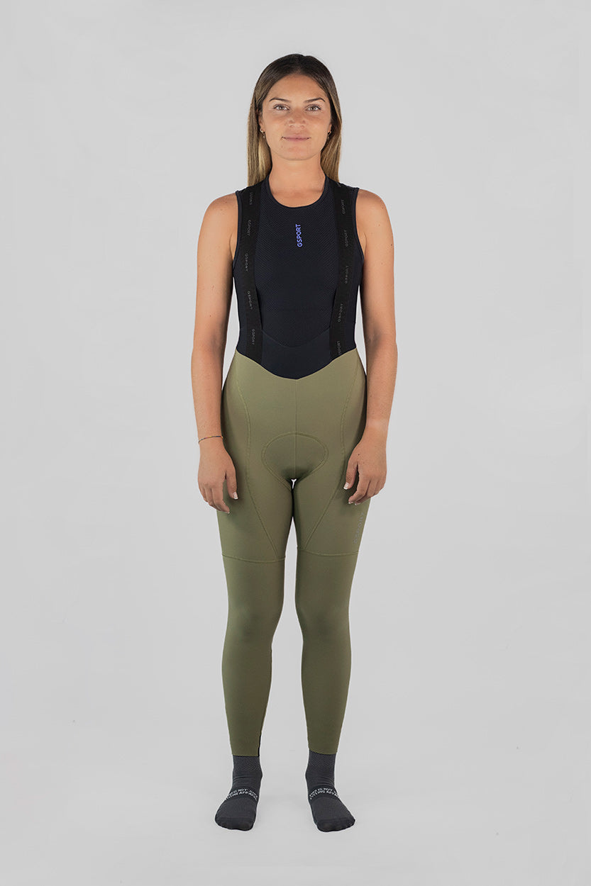 culotte invierno verde con tirantes mujer ciclismo