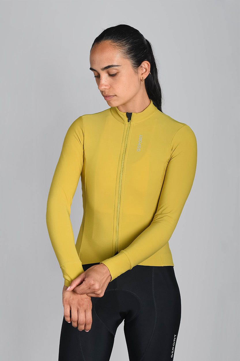 maillot pro team gsport ciclismo mujer amarillo invierno