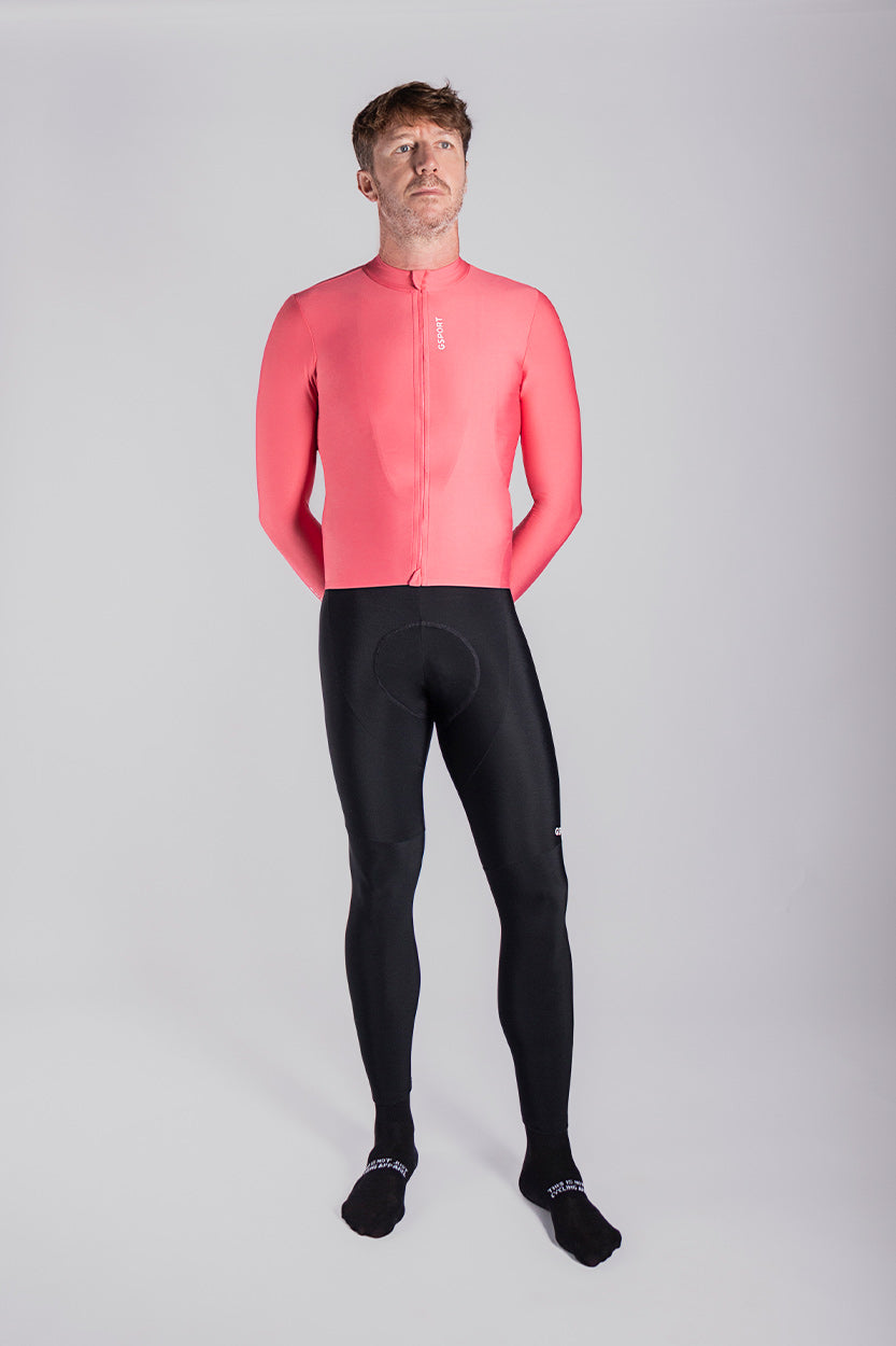 maillot ciclismo manga larga hombre rosa llamativo color