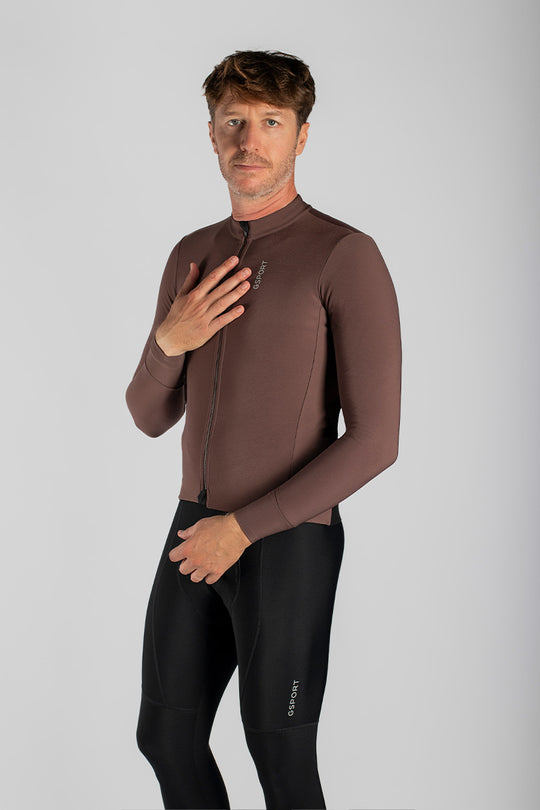 maillot pro team marron hombre invierno