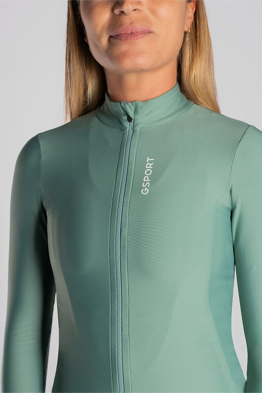 maillot invierno verde manga larga femenino