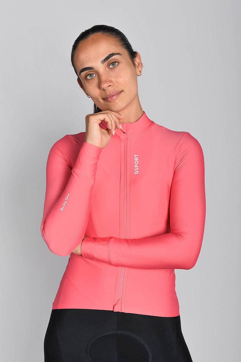 maillot manga larga cremallera gsport rosa femenino