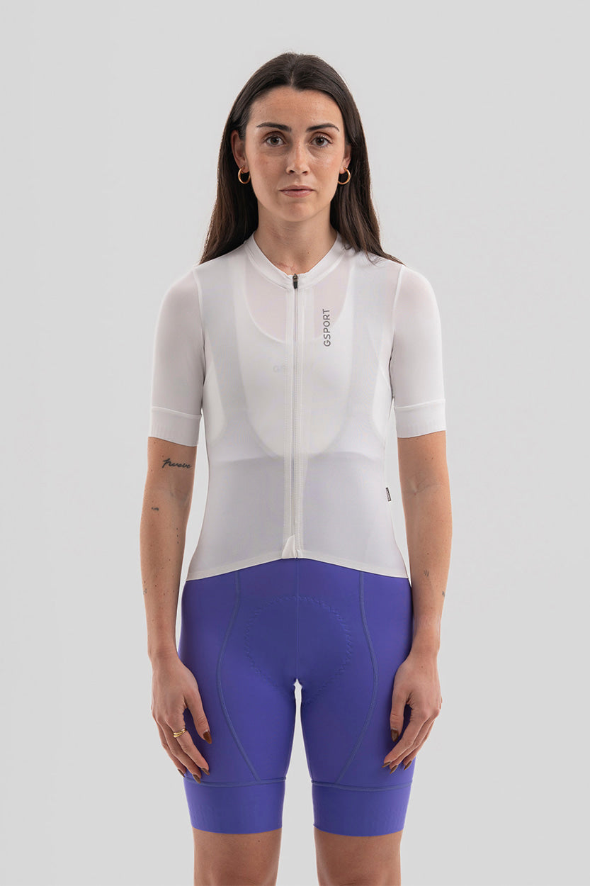 maillot femenino color blanco para ciclismo