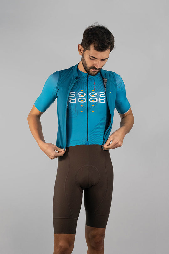 chaleco azul hombre gsport hacer ciclismo