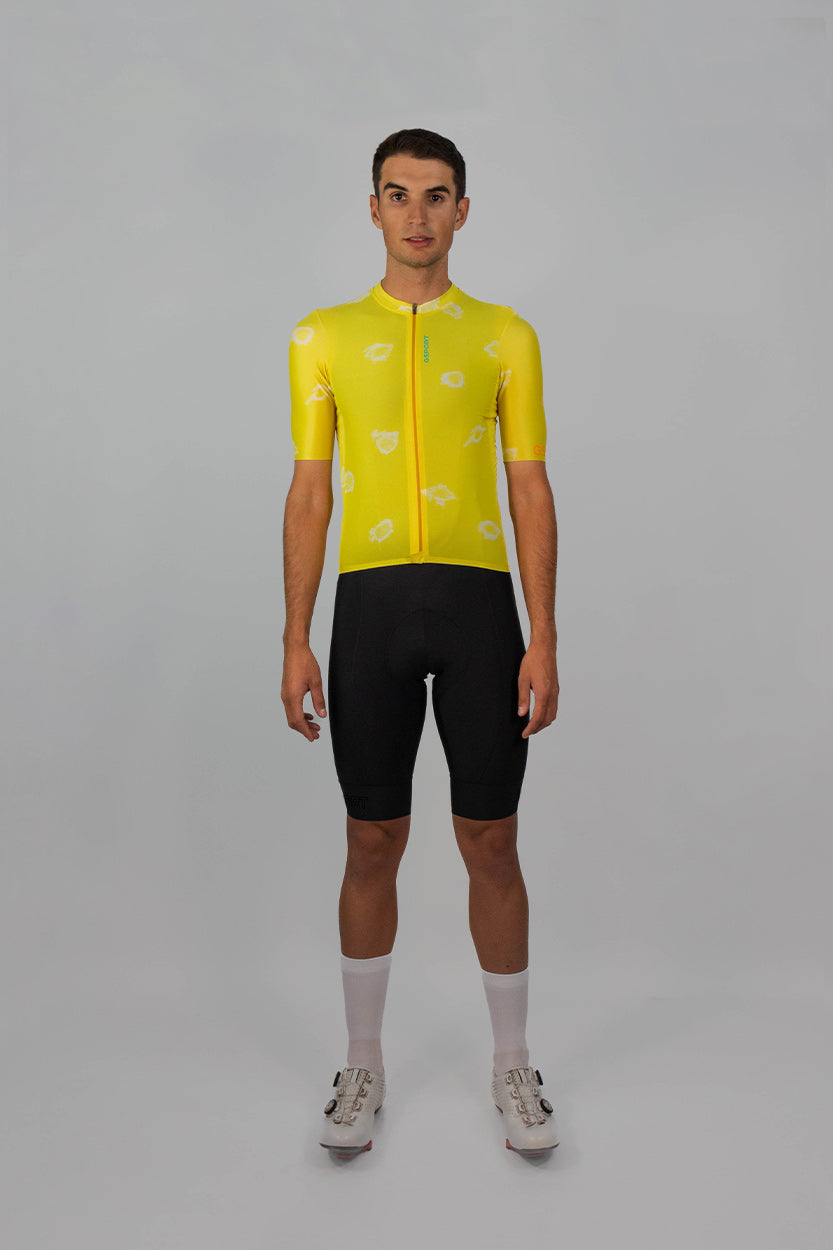ropa de ciclismo de gsport para hombre. manga corta maillot para verano color amarillo