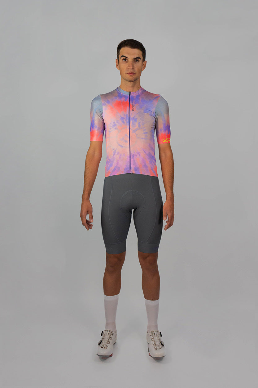 maillot hombre ropa de ciclismo abstracto rosa goma terminacion silicona manga corta