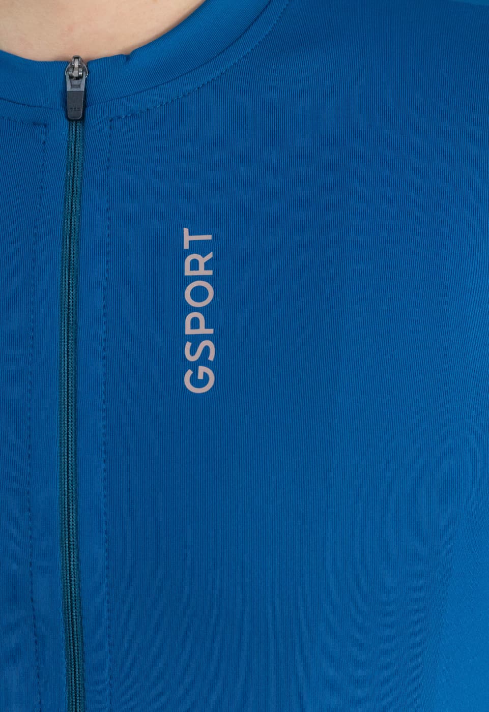 Maillot color azul para hombre con cremallera ykk y logo gsport