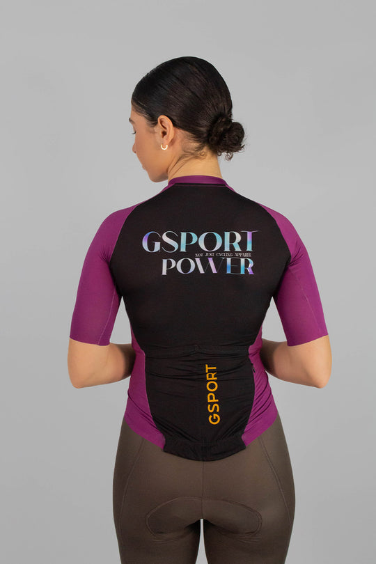 maillot gsport mujer morado espalda negra con goma y terminacion silicona