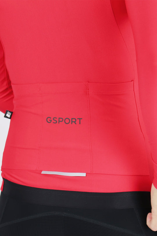 Maillot manga larga lightwinter chili rojo invierno jersey ropa coleccion ciclismo gsport mujer